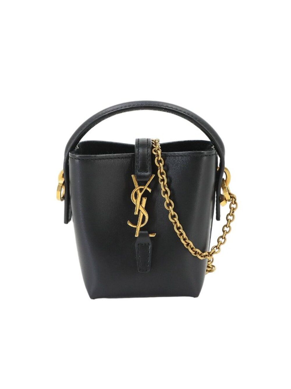Saint Laurent Micro 2-Way Shoulder Hand Bag Leather Black